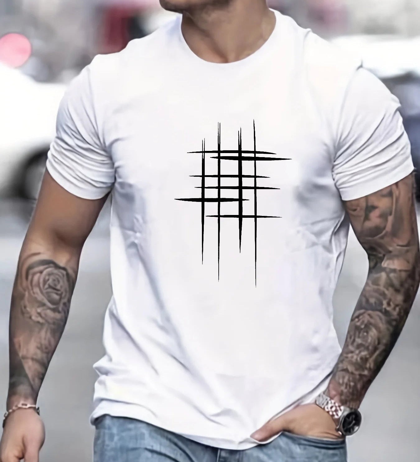 Varel | T-shirt elegante a collo rotondo con stampa grafica
