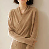 Maglione Donna con Incrocio Frontale – Maglia Sottile Raffinata per Ufficio e Abbigliamento Smart Casual