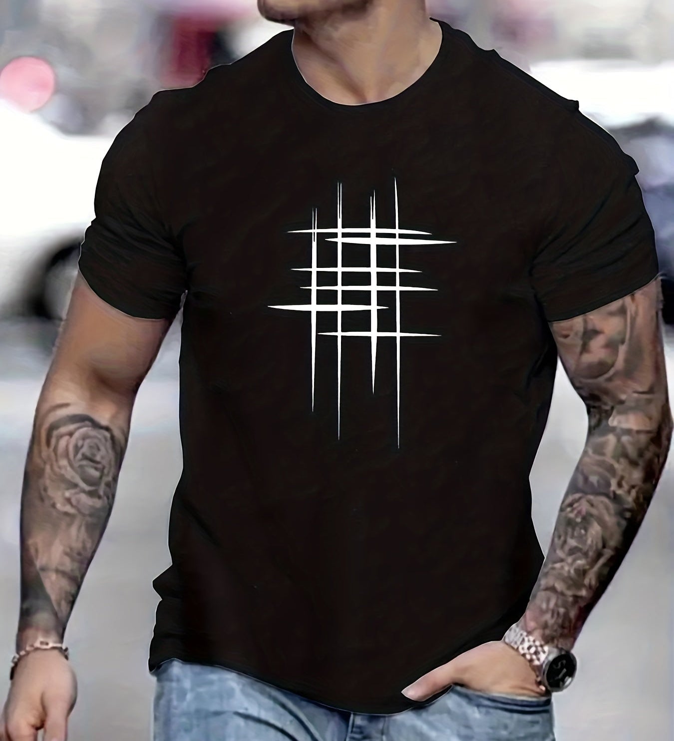Varel | T-shirt elegante a collo rotondo con stampa grafica