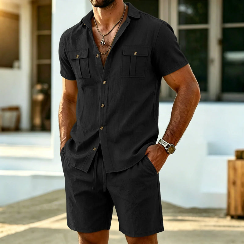 Varel | Set casual in lino da uomo per le giornate calde