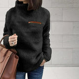 Felpa da donna in pile teddy a collo alto – Pullover morbido e caldo per il comfort nelle giornate fredde