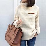 Felpa da donna in pile teddy a collo alto – Pullover morbido e caldo per il comfort nelle giornate fredde
