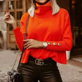 Maglione a collo alto a coste da donna con dettaglio bottoni sulle maniche, maglia top