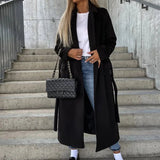 Donna - Cappotto lungo elegante e chic con colletto a bavero
