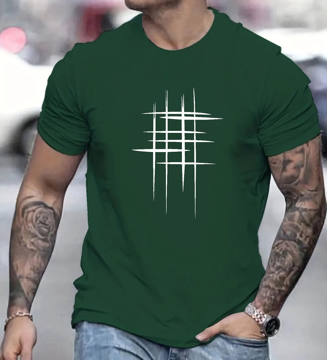 Varel | T-shirt elegante a collo rotondo con stampa grafica