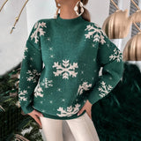 Maglione da donna festivo con fiocchi di neve – Maglia rilassata e brillante per le celebrazioni invernali