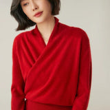 Maglione Donna con Incrocio Frontale – Maglia Sottile Raffinata per Ufficio e Abbigliamento Smart Casual