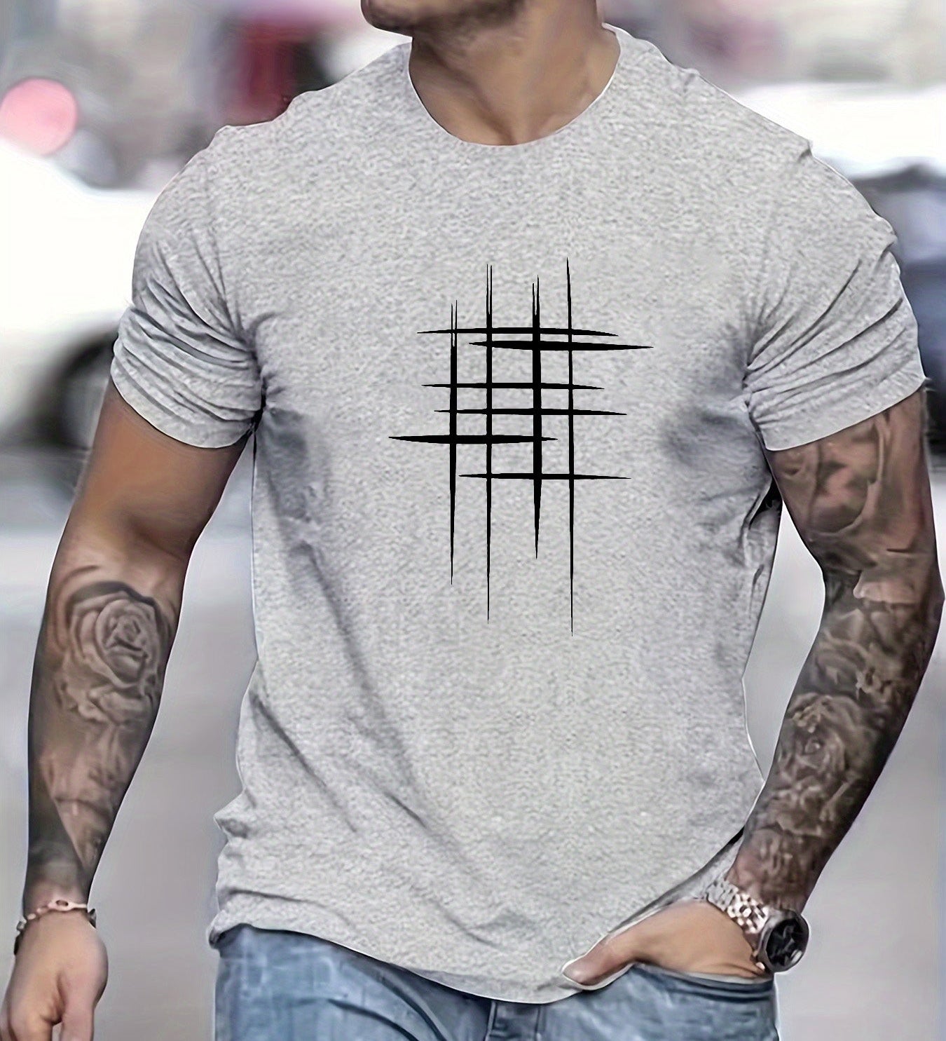 Varel | T-shirt elegante a collo rotondo con stampa grafica