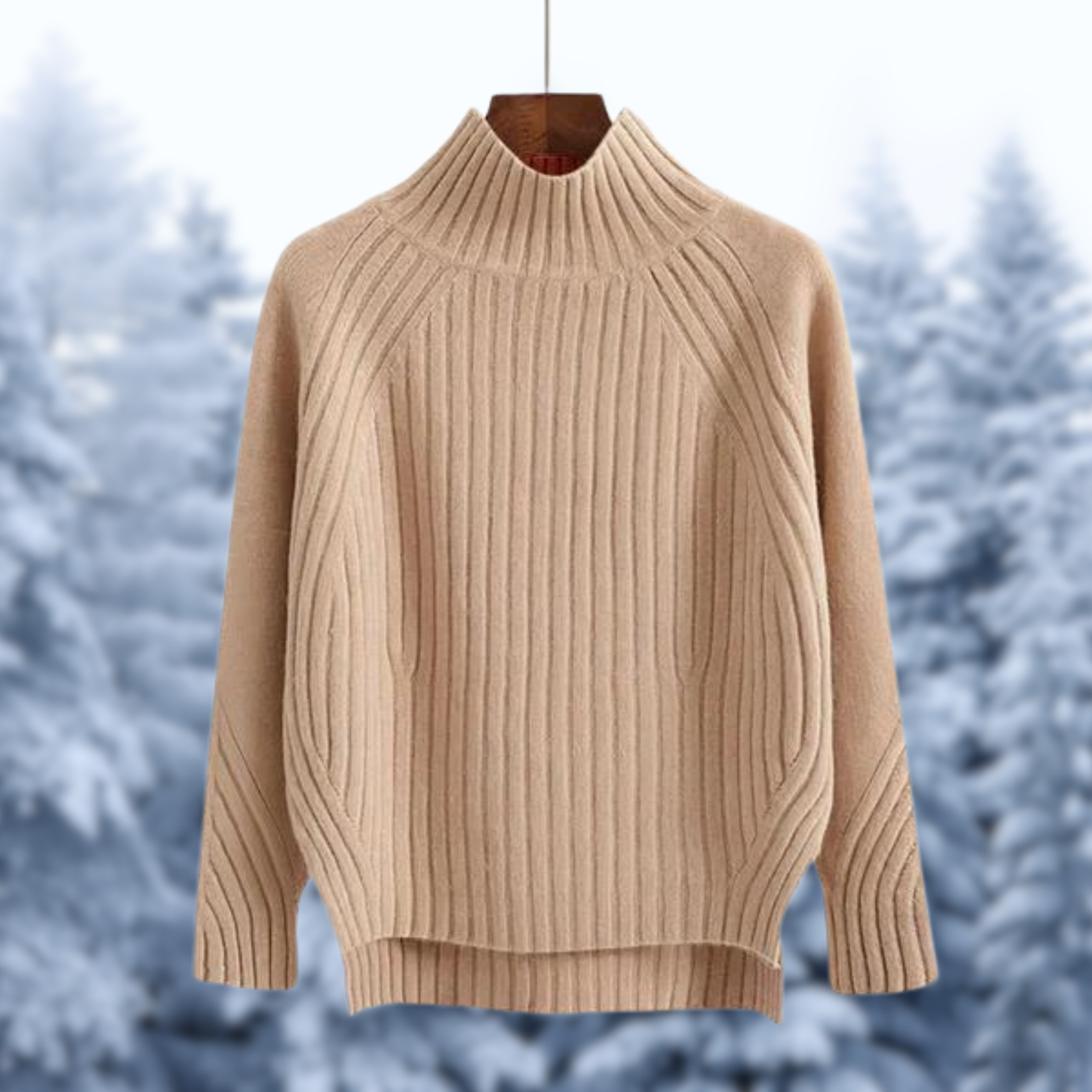 Maglione da donna in maglia a coste con collo alto – Strato invernale testurizzato dalla vestibilità morbida per il comfort quotidiano