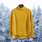 Maglione da donna in maglia a coste con collo alto – Strato invernale testurizzato dalla vestibilità morbida per il comfort quotidiano