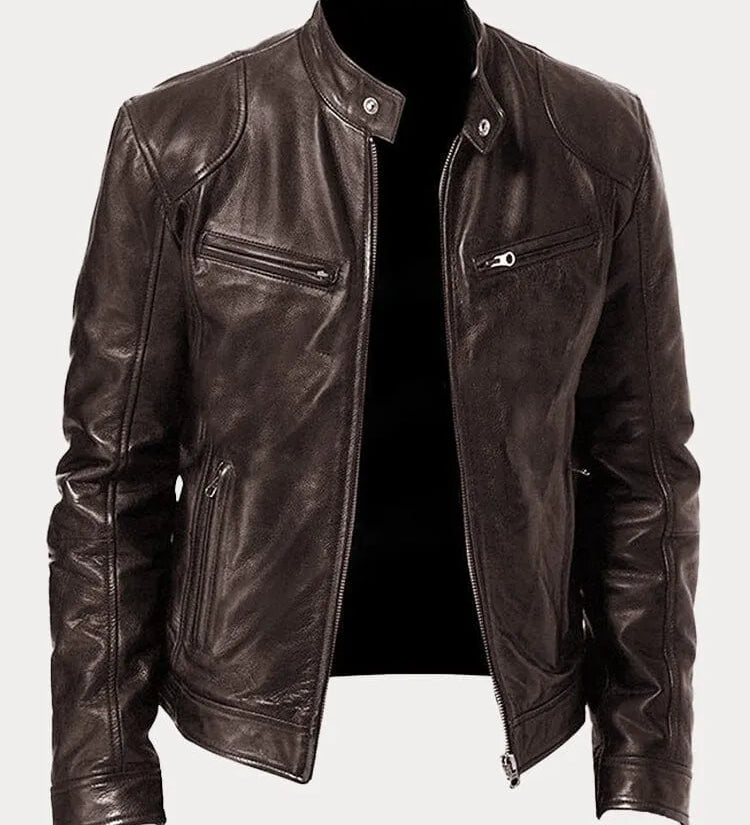 Elisabetta™ | Giacca in pelle con zip frontale