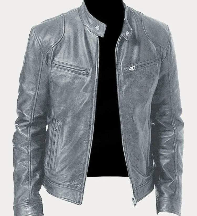 Elisabetta™ | Giacca in pelle con zip frontale