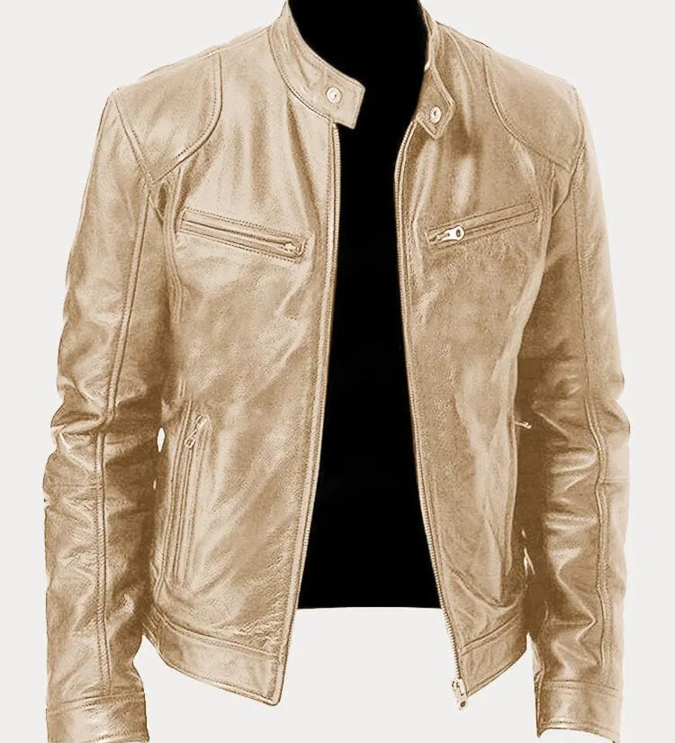 Elisabetta™ | Giacca in pelle con zip frontale