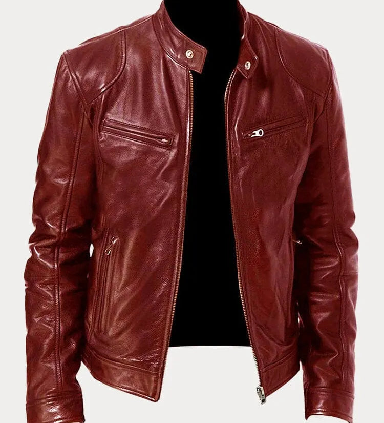Elisabetta™ | Giacca in pelle con zip frontale