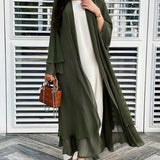 Cardigan lungo aperto da donna in chiffon trasparente