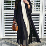 Cardigan lungo aperto da donna in chiffon trasparente