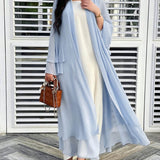 Cardigan lungo aperto da donna in chiffon trasparente