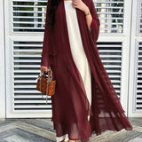 Cardigan lungo aperto da donna in chiffon trasparente