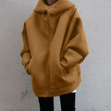 Felpa con cappuccio da donna oversize con zip – Giacca ampia con cappuccio per vestirsi a strati nelle giornate fredde