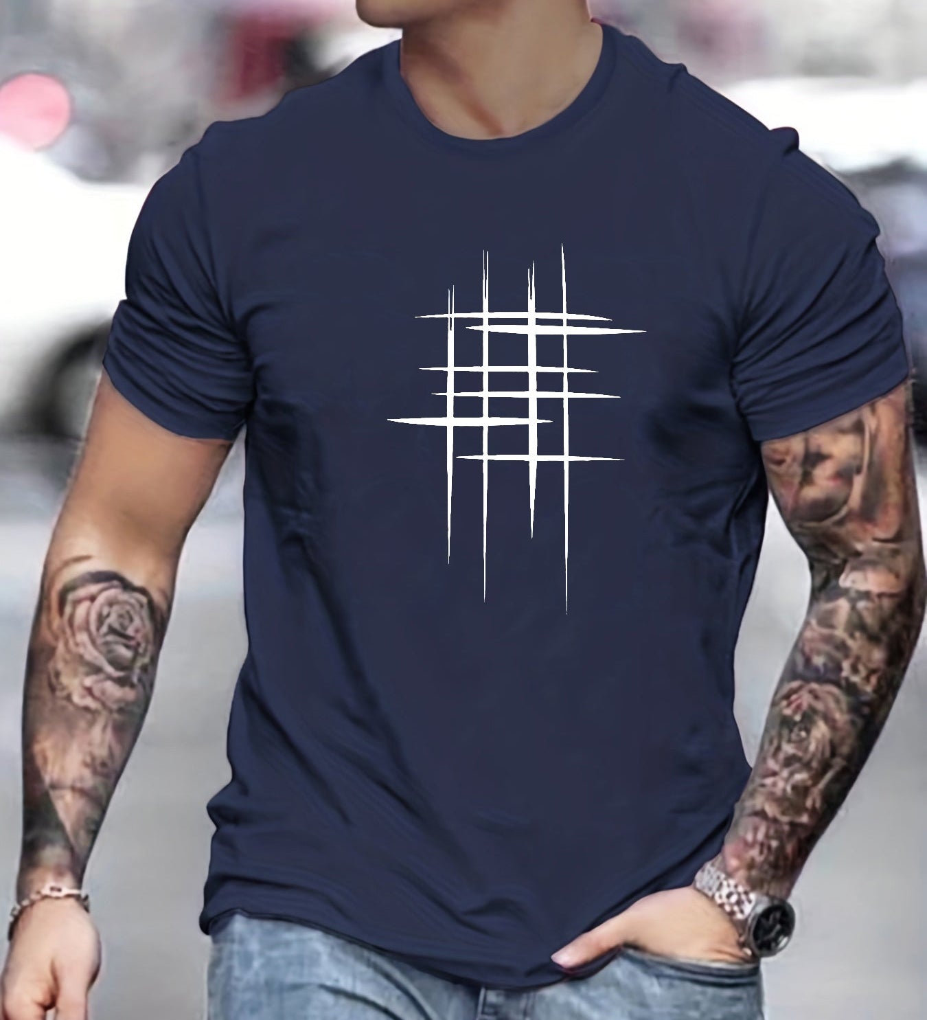 Varel | T-shirt elegante a collo rotondo con stampa grafica
