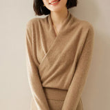 Maglione Donna con Incrocio Frontale – Maglia Sottile Raffinata per Ufficio e Abbigliamento Smart Casual