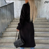 Donna - Cappotto lungo elegante e chic con colletto a bavero