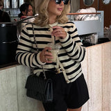Cardigan a righe color block da donna – Maglieria casual con bottoni