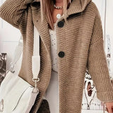 Cappotto cardigan lungo da donna in maglia grossa con cappuccio – Strato invernale comodo per tutti i giorni