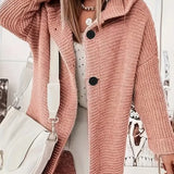 Cappotto cardigan lungo da donna in maglia grossa con cappuccio – Strato invernale comodo per tutti i giorni