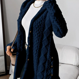 Cardigan con cappuccio in maglia a trecce da donna – Maniche lunghe morbide e comode