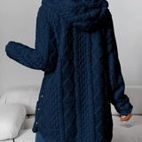 Cardigan con cappuccio in maglia a trecce da donna – Maniche lunghe morbide e comode