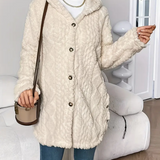 Cardigan con cappuccio in maglia a trecce da donna – Maniche lunghe morbide e comode