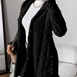 Cardigan con cappuccio in maglia a trecce da donna – Maniche lunghe morbide e comode