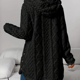 Cardigan con cappuccio in maglia a trecce da donna – Maniche lunghe morbide e comode