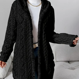 Cardigan con cappuccio in maglia a trecce da donna – Maniche lunghe morbide e comode