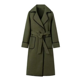 Elegante trench lungo patchwork da donna
