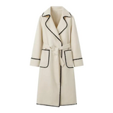 Elegante trench lungo patchwork da donna