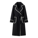 Elegante trench lungo patchwork da donna