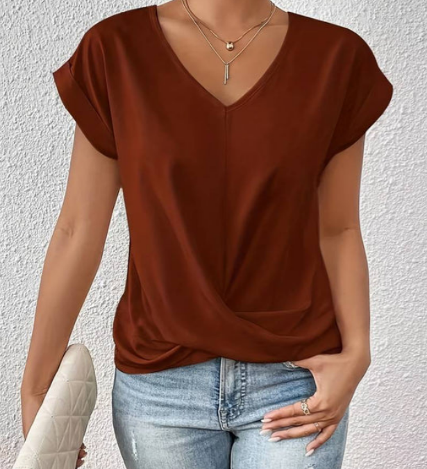 Blusa Sottile da Donna – Casual con Scollatura a V per Uso Quotidiano