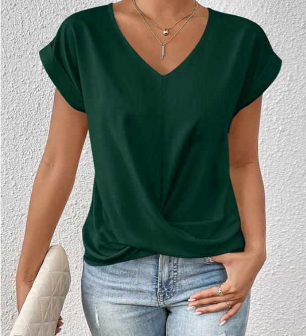 Blusa Sottile da Donna – Casual con Scollatura a V per Uso Quotidiano