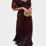 Elegante abito lungo da donna con scollo a V e stampa floreale – Abito estivo lungo e fluido
