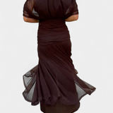 Elegante abito lungo da donna con scollo a V e stampa floreale – Abito estivo lungo e fluido