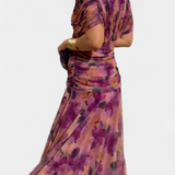 Elegante abito lungo da donna con scollo a V e stampa floreale – Abito estivo lungo e fluido