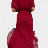 Elegante abito lungo da donna con scollo a V e stampa floreale – Abito estivo lungo e fluido
