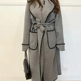 Elegante trench lungo patchwork da donna