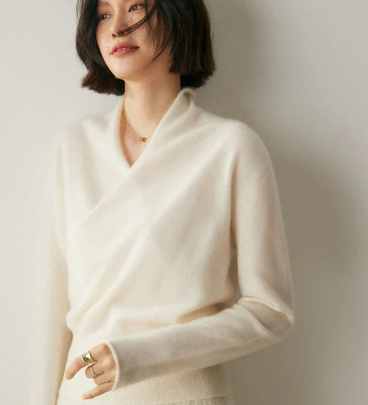 Maglione Donna con Incrocio Frontale – Maglia Sottile Raffinata per Ufficio e Abbigliamento Smart Casual
