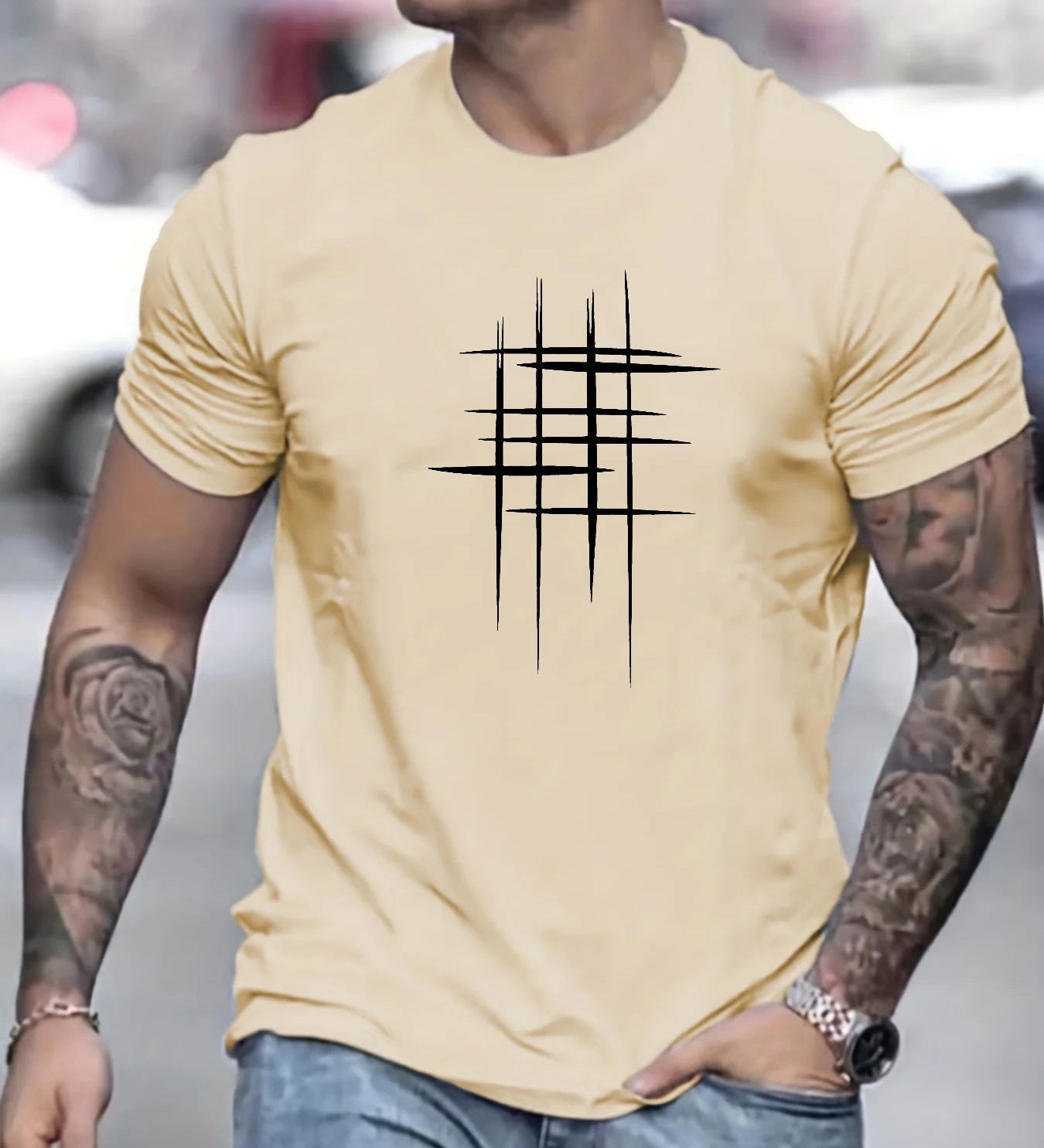 Varel | T-shirt elegante a collo rotondo con stampa grafica