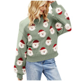Maglione da donna stampato a tema festivo – Maglia comoda con girocollo per le feste natalizie