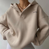 Felpa oversize con cappuccio da donna – Pullover dalla vestibilità comoda e spalle scese per il comfort di ogni giorno