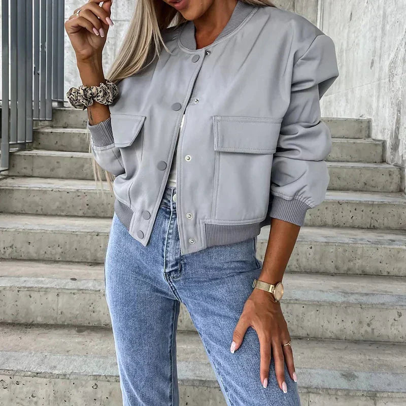 Giacca Donna Sottile – Casual per Primavera e Autunno, Con Bottoni e Zip